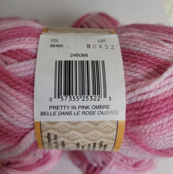 Patons Astra Pretty In Pink Ombre Acrylic Yarn New 3 Skeins - Picture 5 of 6